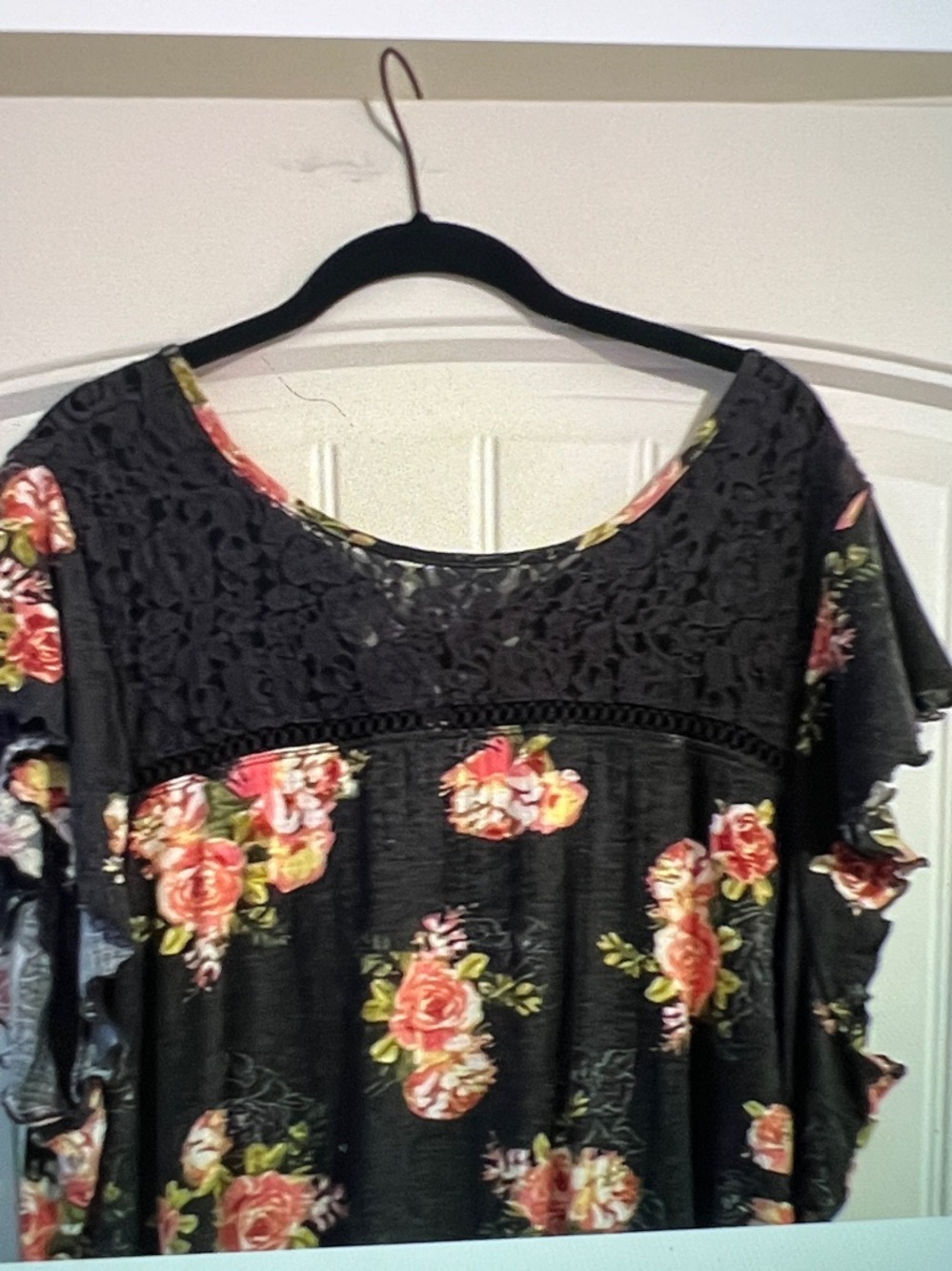 Torrid floral Tunic Lace neck Top - Picture 4 of 6